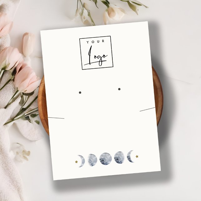 Carte De Visite Collier d'oreille à l'aquarelle céleste de la lune (Créateur téléchargé)