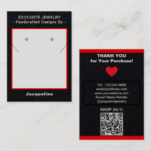 Carte De Visite Collier Earrings Rouge Noir Premium QR