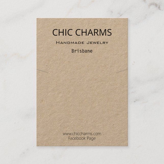 Carte De Visite Collier en Kraft clair Charme Pendentif Porte-éten (Devant)