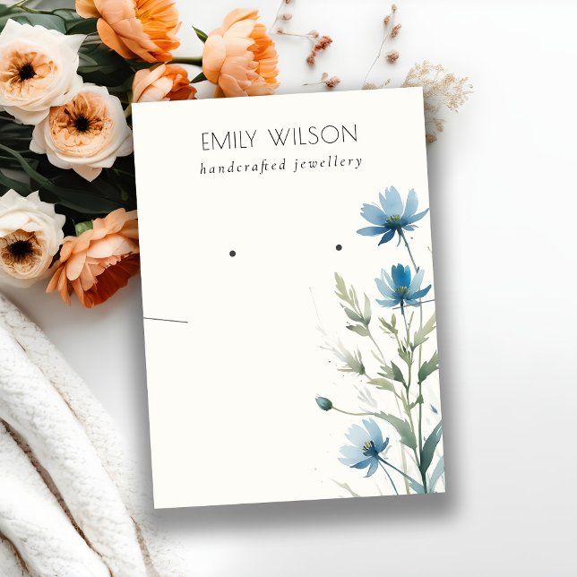 Carte De Visite Collier Fleur sauvage bleu à oreille affichage com (Créateur téléchargé)