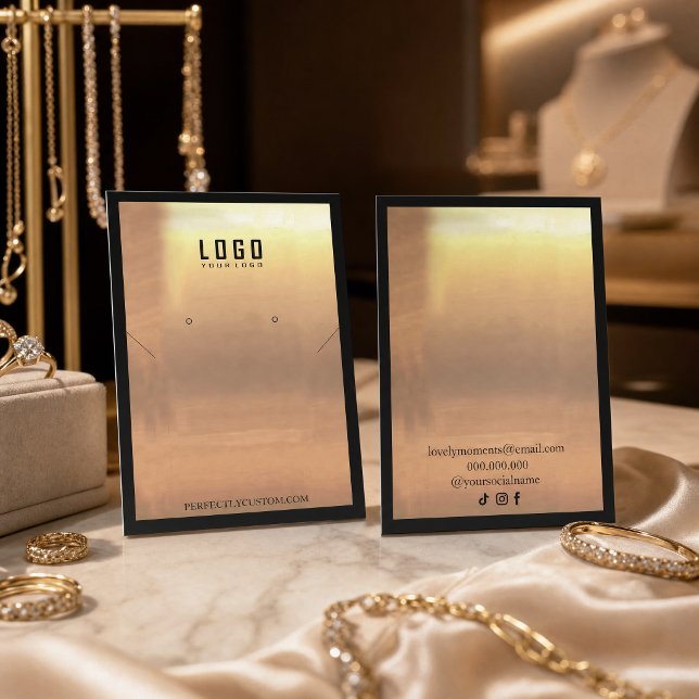Carte De Visite Collier moderne Boucles d'oreilles Cadre Or Noir  (#earringscard #displaycard #blackgoldearringsdisplaycard #holder #jewlery #etsyseller #addlogo)