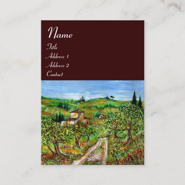 Carte De Visite COLLINES VERTES, OLIVIERS PAYSAGE TOSCANE, Brown (Devant)
