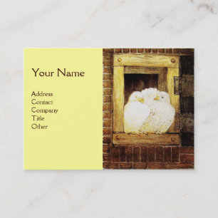 Carte De Visite COLOMBES BLANCHES À LA FENÊTRE,monogramme jaune ma
