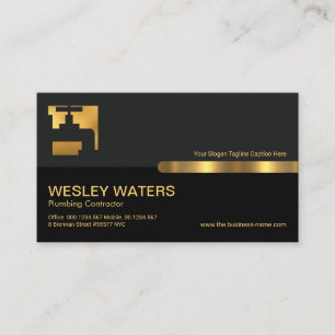 Carte De Visite Colonne noire grise Eau dorée Plumage fauve