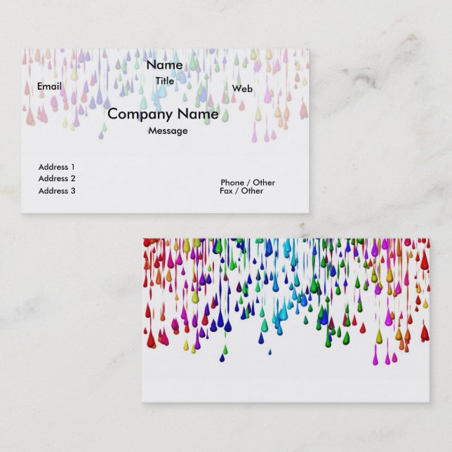 Carte de visite Color Splash Drops (Devant / Derrière)