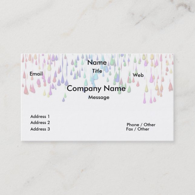 Carte de visite Color Splash Drops (Devant)