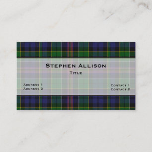 Carte De Visite Coloré Allison Tartan Plaid Personnalisé