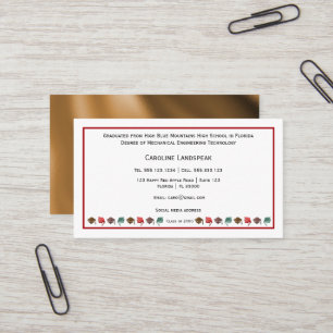 Carte De Visite Colorée Casquette diplômés Rouge & Blanc Professio