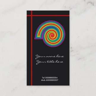 Carte De Visite Colorée spirale funky et lignes croisées rouges