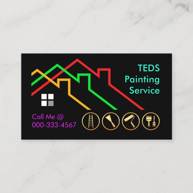 Carte De Visite Colorful Building Rooftop Paints Painting (Devant)