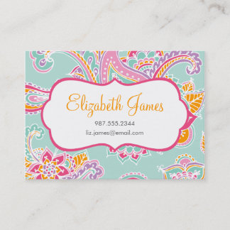 Carte De Visite Colorful Illustrated Bohemian Paisley Henna