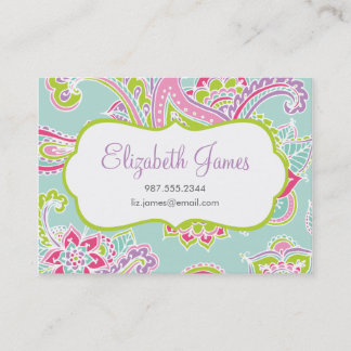 Carte De Visite Colorful Illustrated Bohemian Paisley Henna