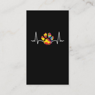 Carte De Visite Colorful Paw Heartbeat Amour Animaux