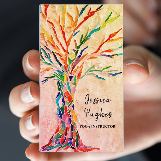 Carte De Visite Colorful Tree Yoga Instructor (Créateur téléchargé)