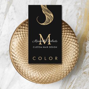 Carte De Visite Coloriste des cheveux Styliste Gold Noir Monogramm