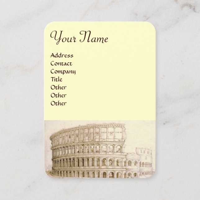 Carte De Visite COLOSSEUM /Architecture antique, Architecte, Crème (Devant)