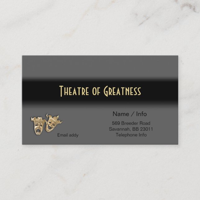 Carte De Visite Comedy Tragedy Greek Masks Theater Business Card (Devant)
