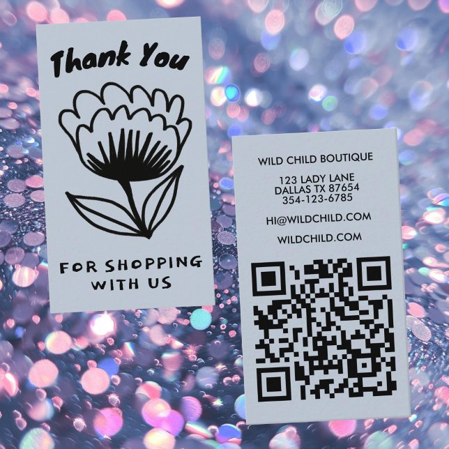 Carte De Visite COMMANDE DE FLEURS MINIMALES MERCI code QR Floral (BOLD BLOOM ORDER THANK YOU Minimal Floral QR code Business Card
)