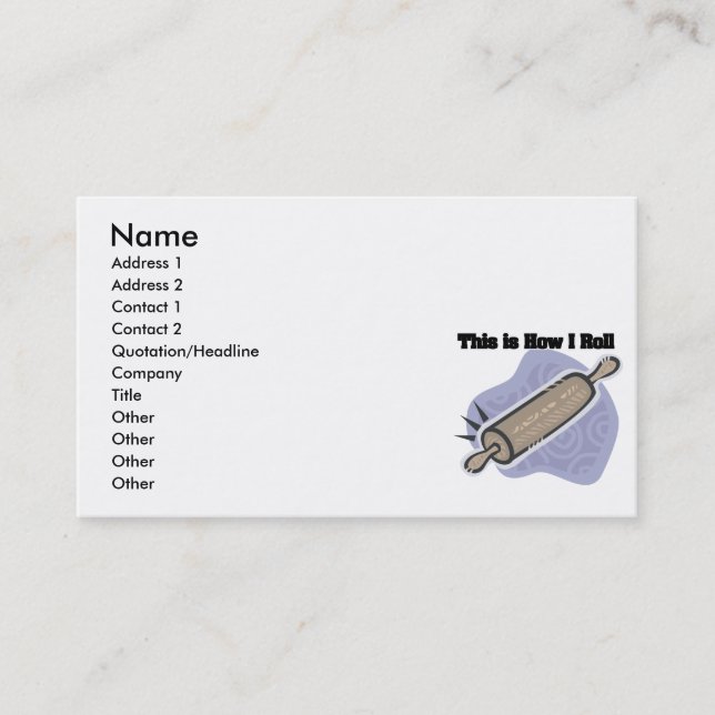 Carte De Visite Comment je roule (Pin à rouler du boulanger) (Devant)