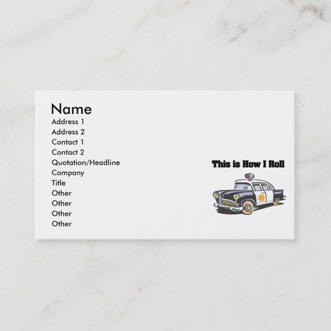 Carte De Visite Comment je roule (voiture de police) (Devant)
