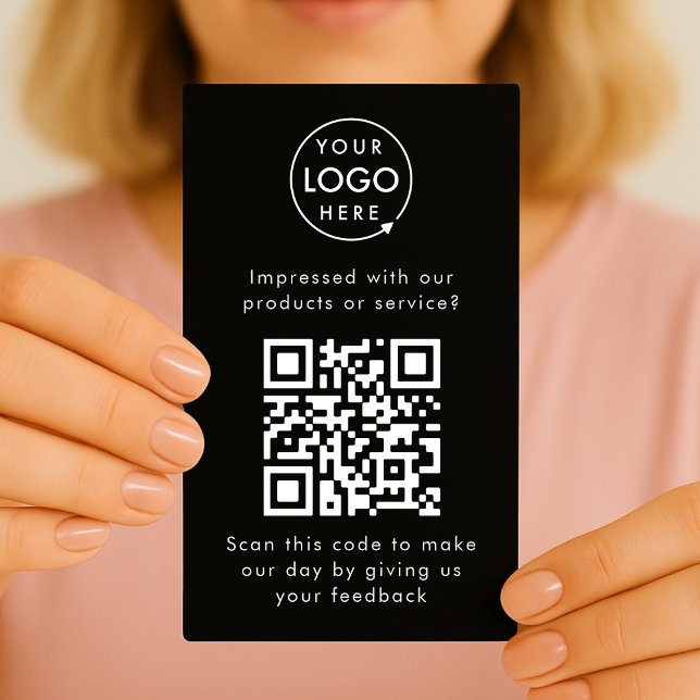 Carte De Visite Commentaires clients | QR Code Black Business Revi (Créateur téléchargé)