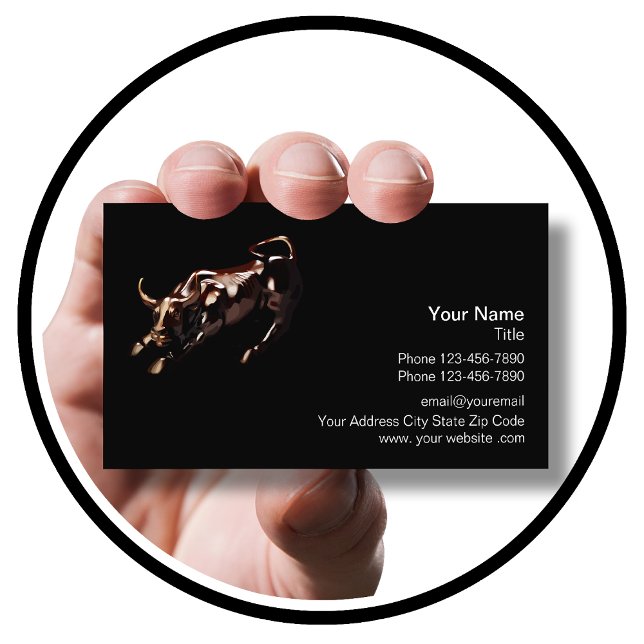 Carte De Visite Commerçant Boursier Professionnel Taureau de Wall  (Créateur téléchargé)