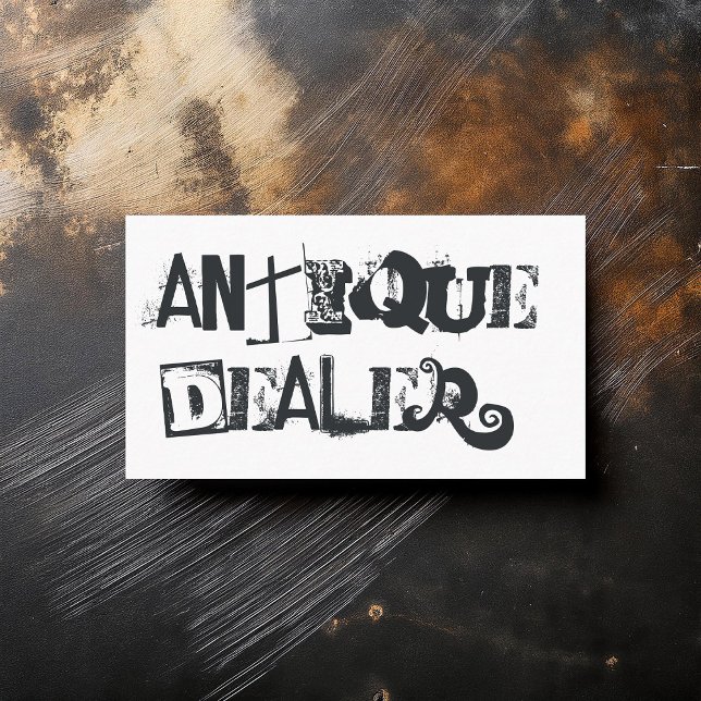 Carte De Visite Commerçant de Meubles Anciens Grunge Cool (Cool Grunge Antique Dealer Business Card)