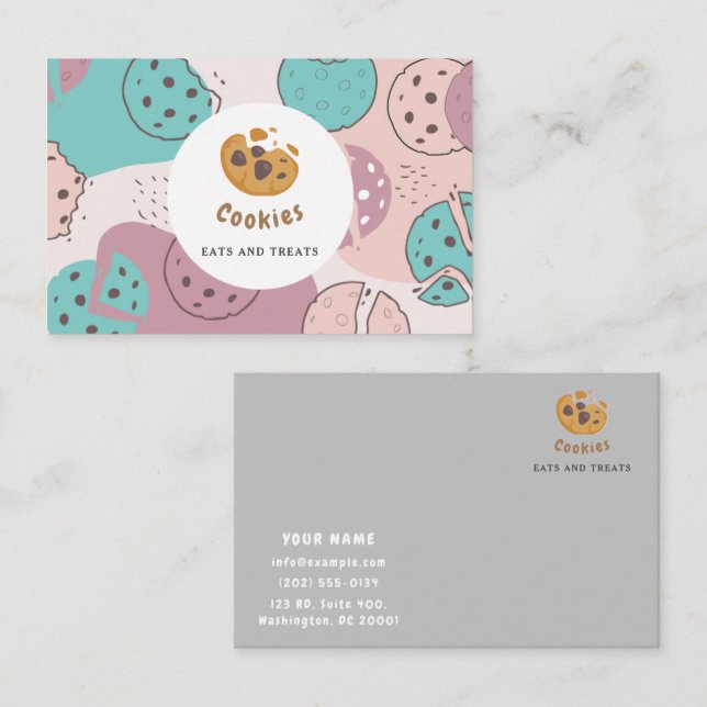 Carte De Visite Commerce de biscuits moderne pour boulangerie ou p (Devant / Derrière)