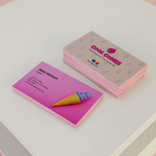 Carte De Visite Commerce de crème glacée   Rose minimaliste