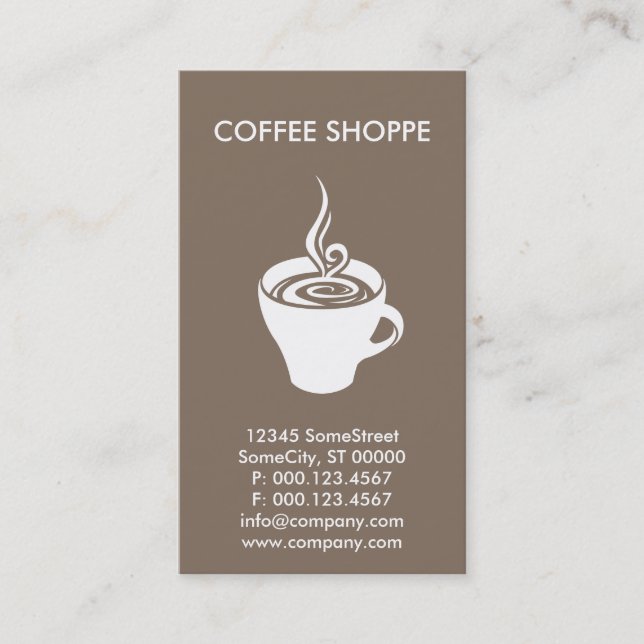 Carte De Visite commerce du café personnalisé (Devant)