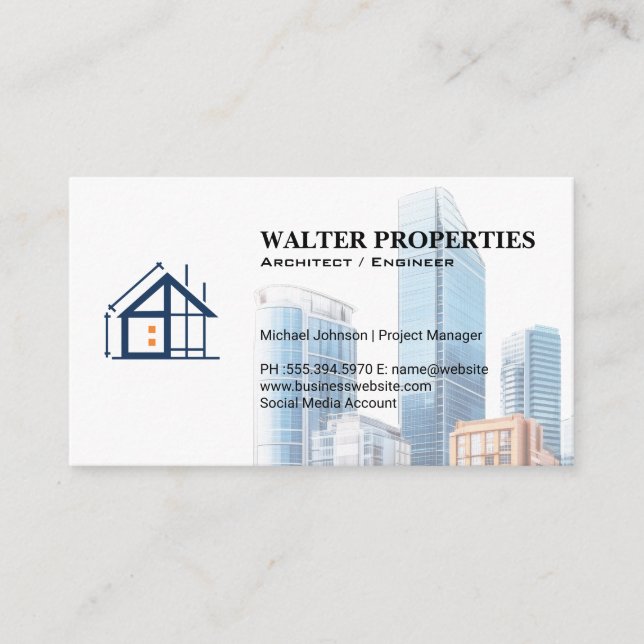 Carte De Visite Commercial Buildings | Construction | Architecture (Devant)