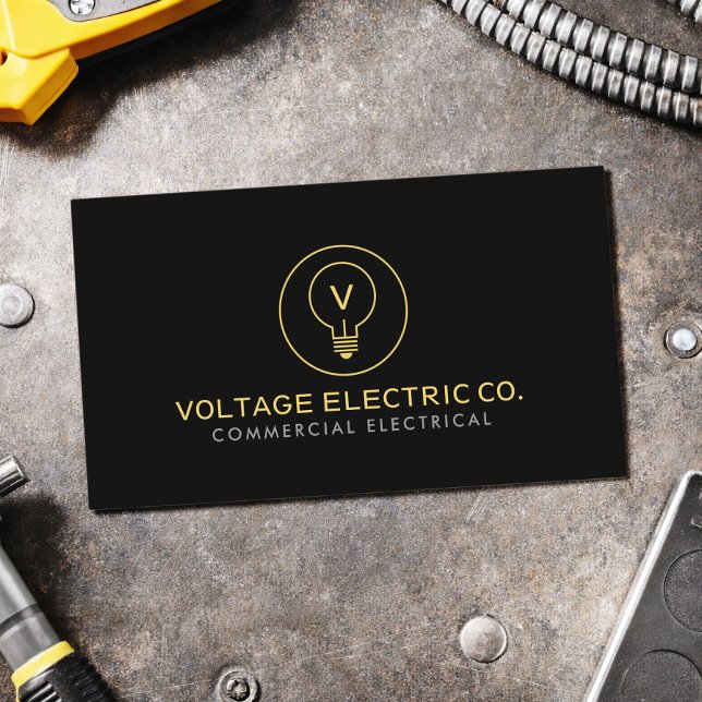Carte De Visite Commercial Electrician Professional Black (Créateur téléchargé)