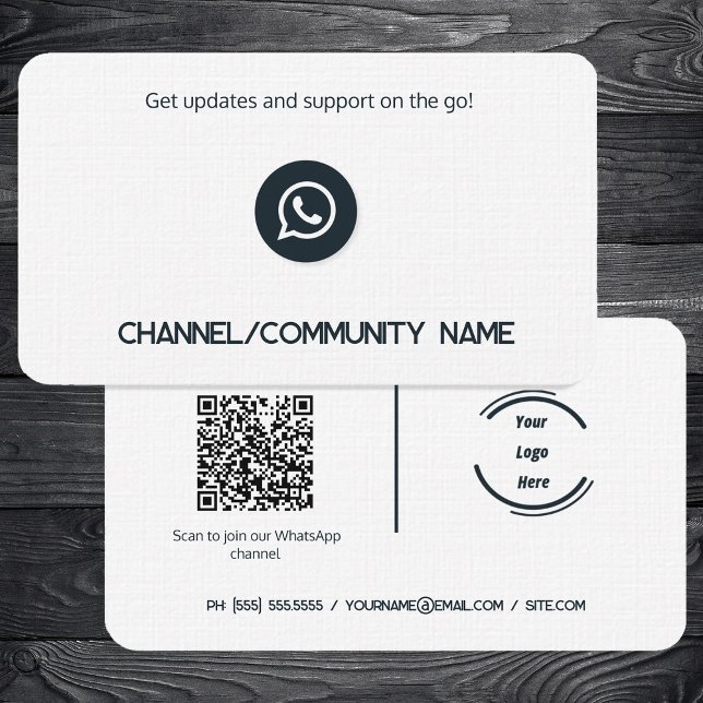 Carte De Visite 🌐 📲 communauté WhatsApp Channel personnalisée QR (WhatsApp Channel Community Business Cards)
