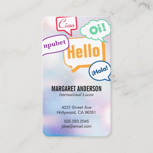 Carte De Visite Communications multilingues | International (Devant)