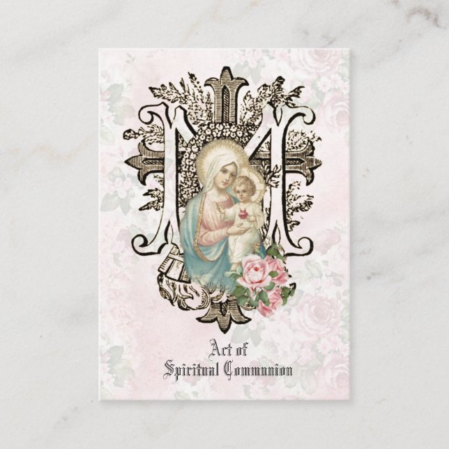 CARTE DE VISITE COMMUNION SPIRITUELLE IMAGE PIEUSE PRIÈRE CATHOLIQ (Devant)