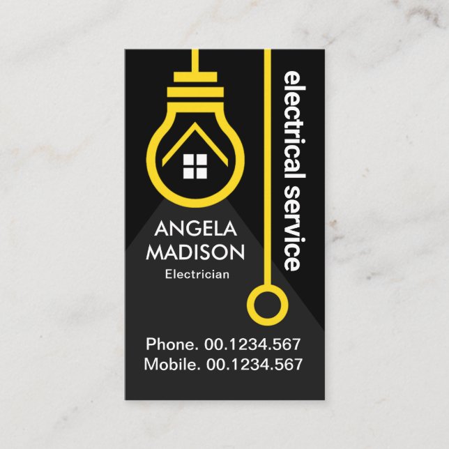 Carte De Visite Commutateur à ampoule jaune électrique (Devant)