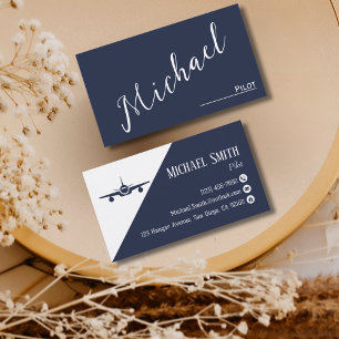 Carte De Visite Compagnie pilote professionnelle Marine Blue Aviat