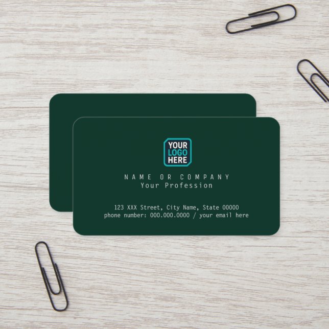 Carte De Visite Company logo Business Name deep-green (Devant/Arrière en situation)