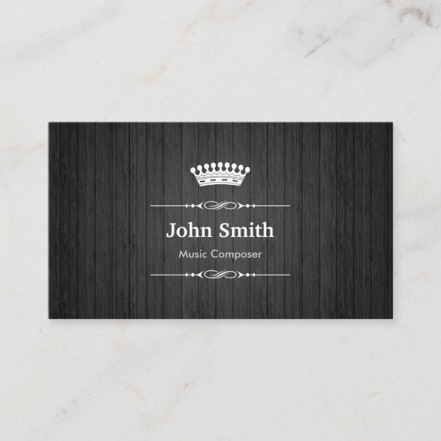 Carte De Visite Compositeur de musique Royal Black Wood Grain (Devant)