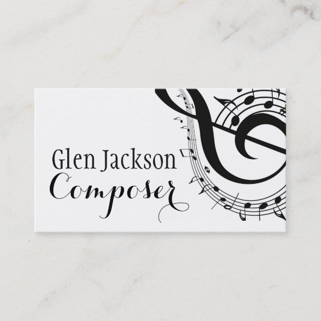Carte De Visite Compositeur professionnel moderne Musique Notes Mu (Devant)