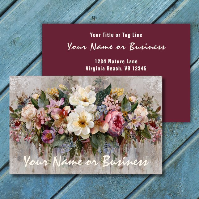 Carte De Visite Composition florale de fleurs sauvages Boho  (Boho Wildflower Floral Arrangement Business Card)