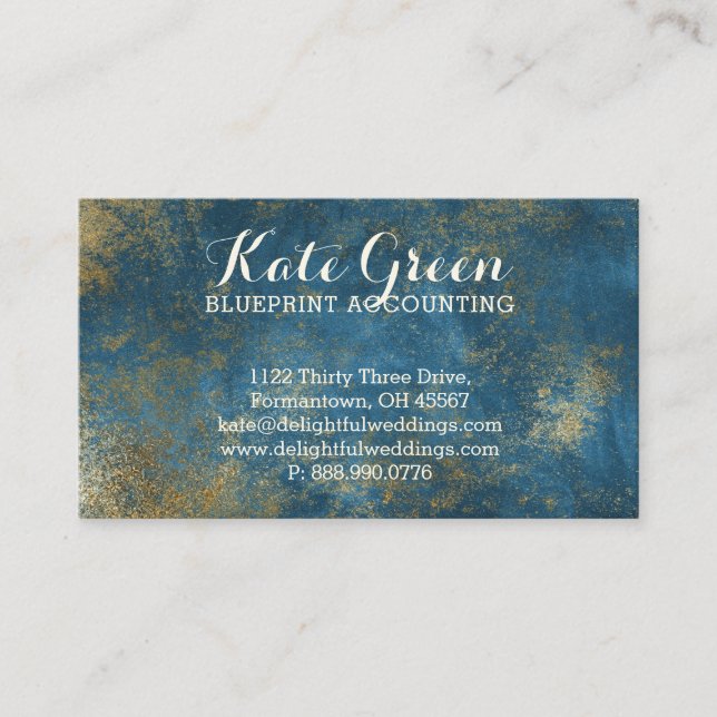 Carte De Visite Comptabilité professionnelle d'or BLEU élégante (Devant)