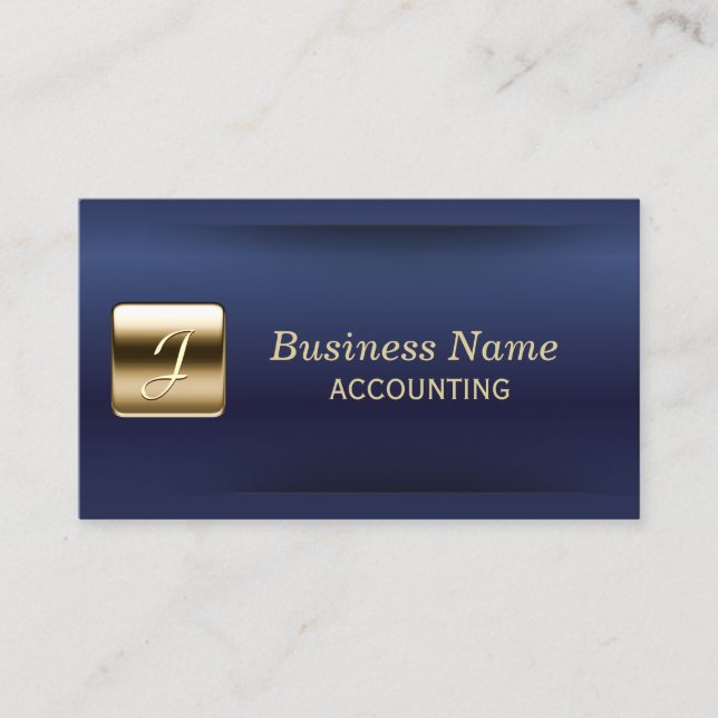 Carte De Visite Comptabilité professionnelle Marine Blue & Gold  (Devant)