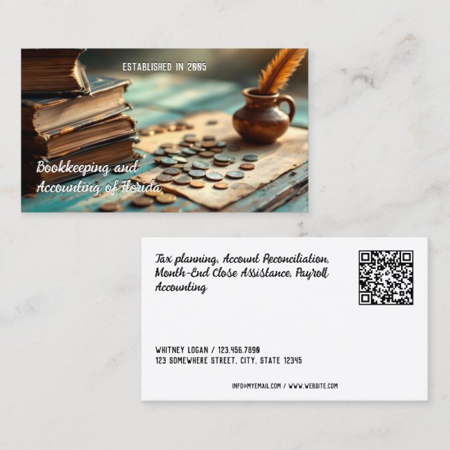 Carte De Visite Comptabilité Tenue de Livre QR (Devant / Derrière)