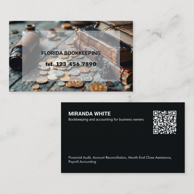 Carte De Visite Comptable Code QR de Teneur de Livres (Devant / Derrière)