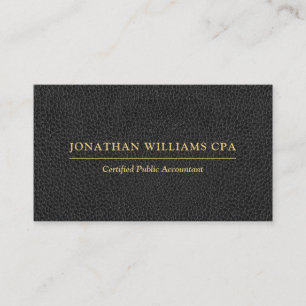 Carte De Visite Comptable CPA Faux Leather Gold Typographie Noire