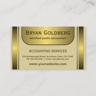 Carte De Visite Comptable CPA standard Elegant Cream & Gold Plate