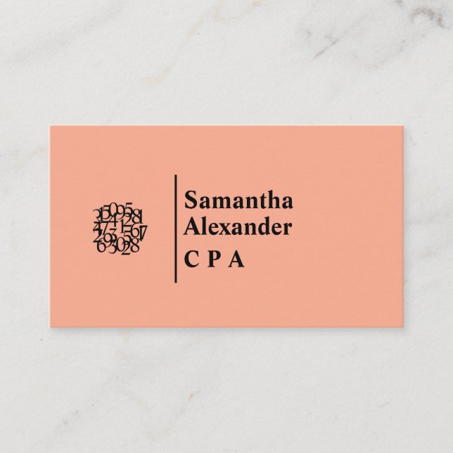 Carte De Visite Comptable de logo moderne Elegant Chic Numbers (Devant)