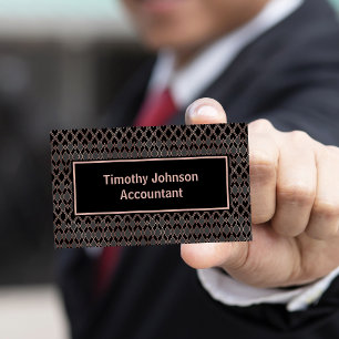 Carte De Visite Comptable en cuivre élégant et Motif noir