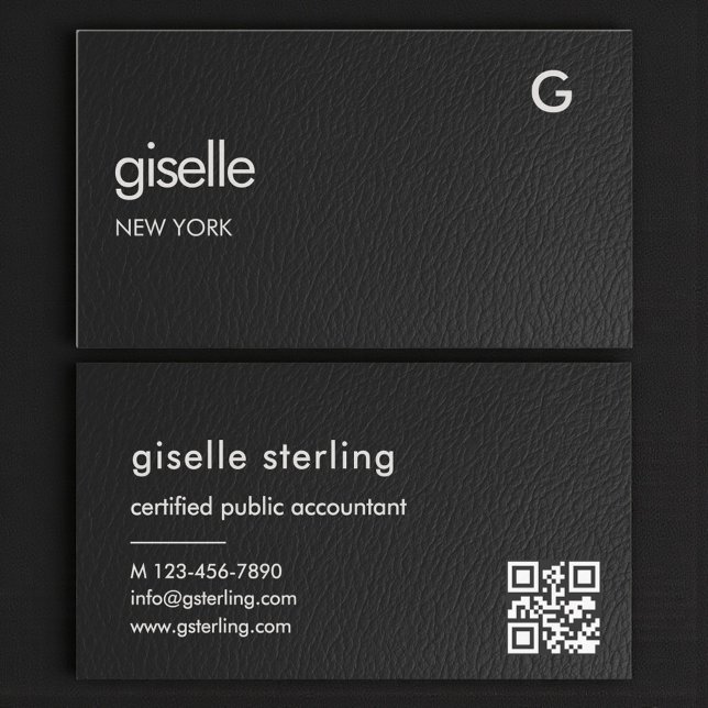Carte De Visite Comptable Expert-Comptable CPA Code QR Faux Cuir  (Créateur téléchargé)
